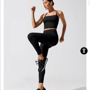 Carbon38 ribbed regular rise 7/8 black leggings